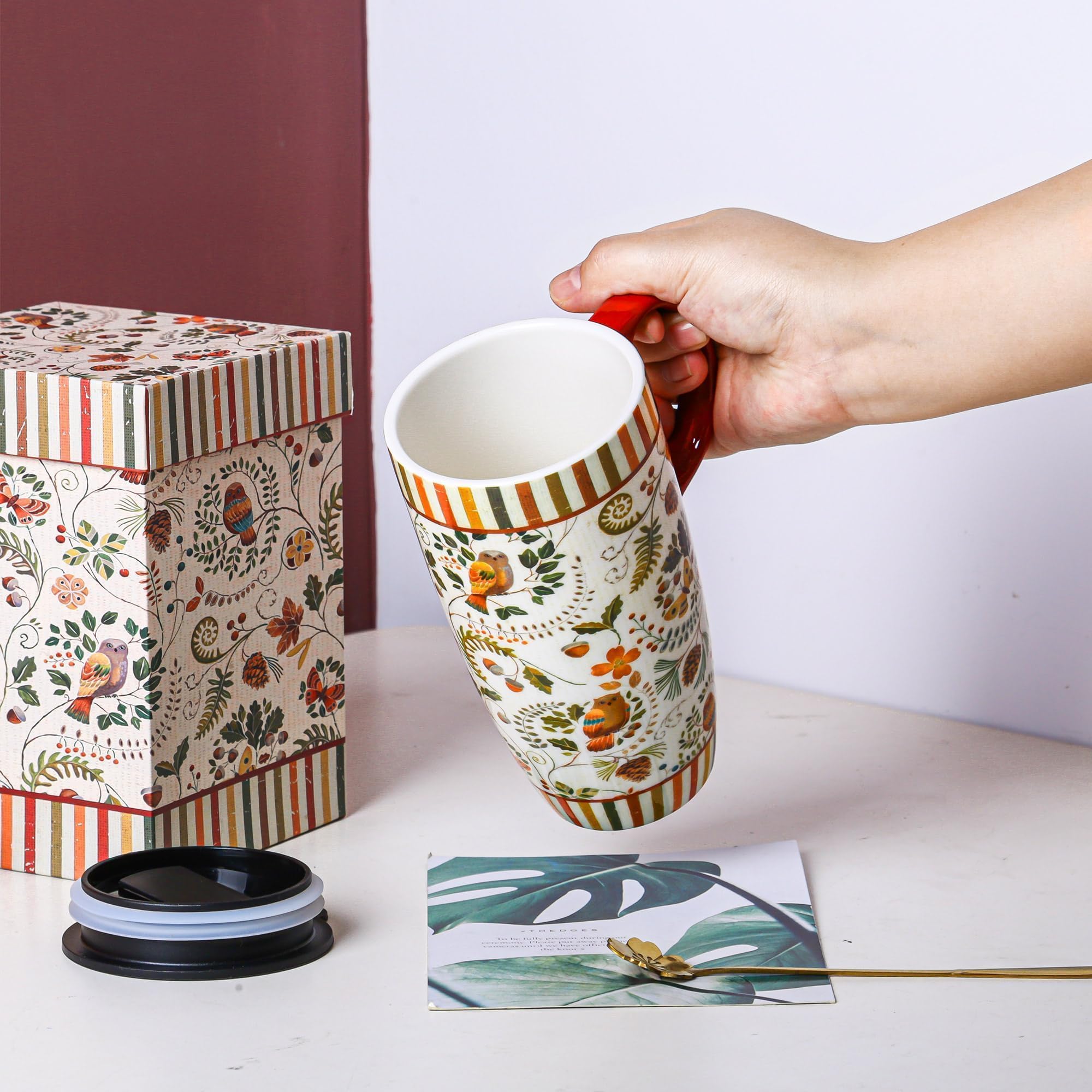 Topadorn mug owl print adds whimsy while keeping beverages warm during commutes.