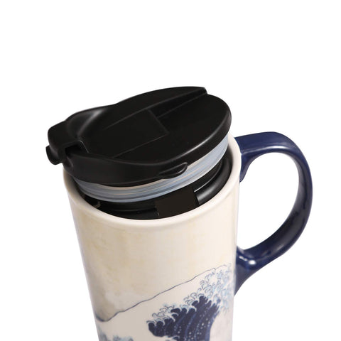 Topadorn porcelain travel cup designed for a comfortable grip on the go.