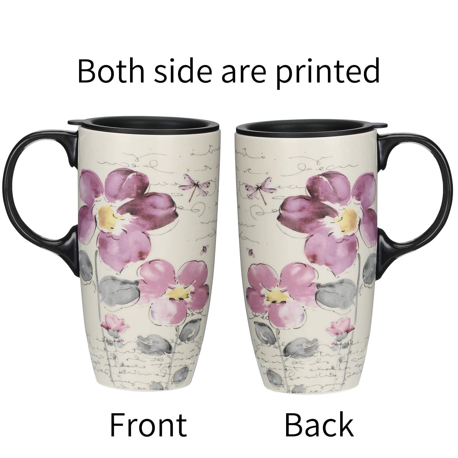 Topadorn stylish ceramic mug with leak-proof lid