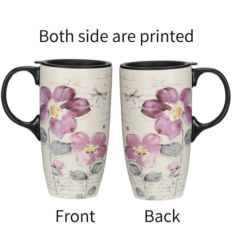 Topadorn stylish ceramic mug with leak-proof lid