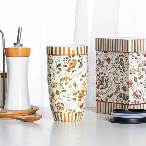 Topadorn travel mug sealed lid reduces spills and preserves temperature for busy mornings.