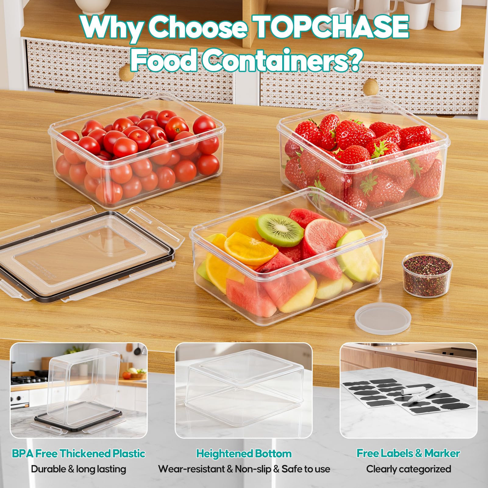 TOPCHASE 17oz rectangular container showing stackable design for space saving