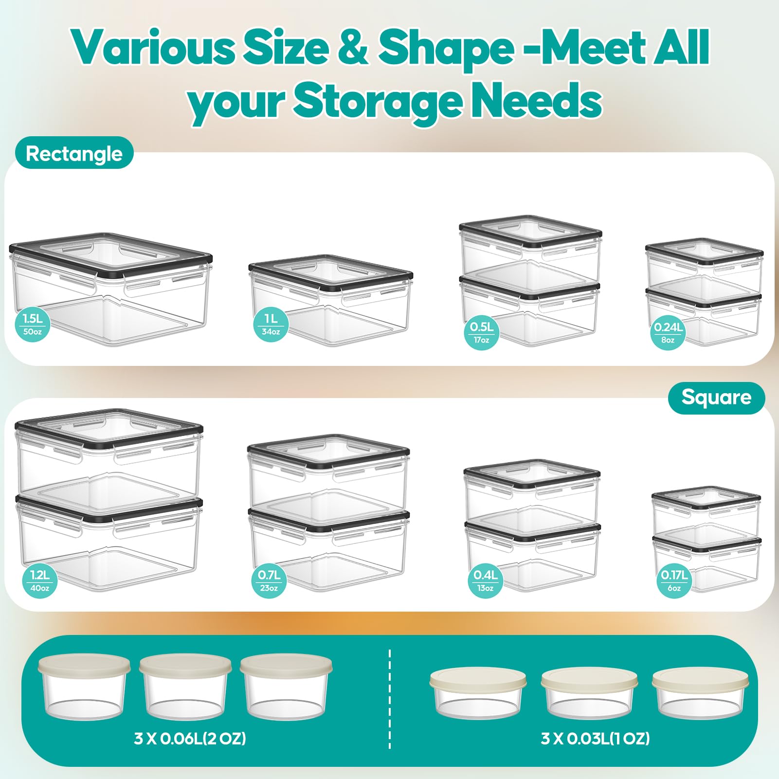 TOPCHASE 34oz rectangular container with leakproof seal for leftovers