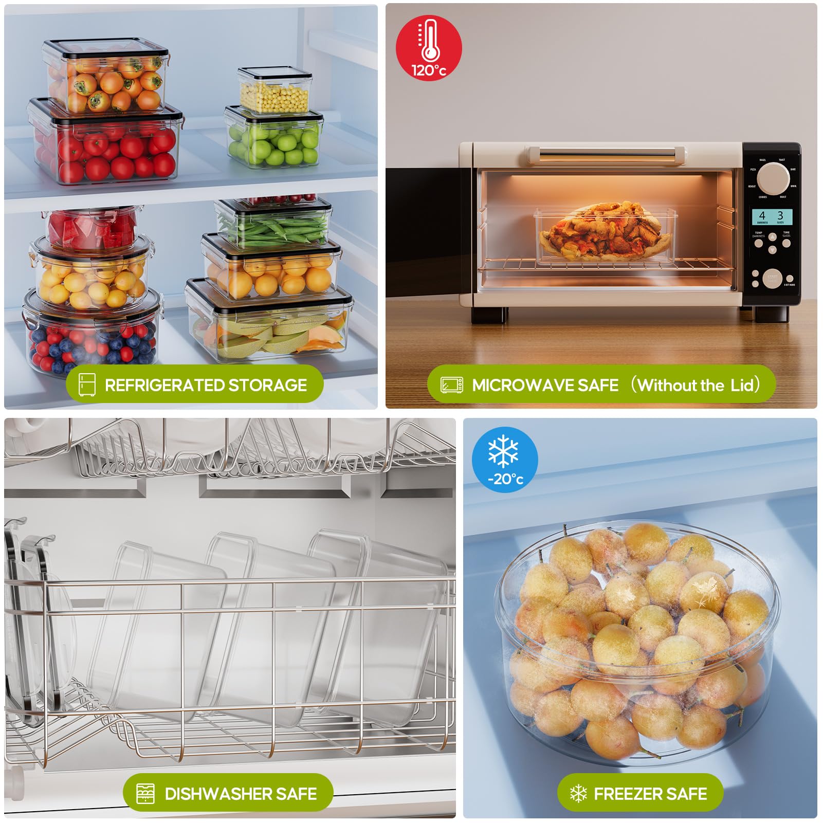 Topchase clear-view containers let you identify contents at a glance.