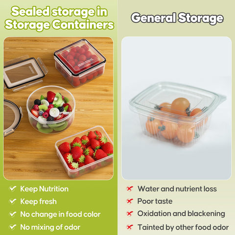 Topchase stackable design saves space in fridge and pantry.