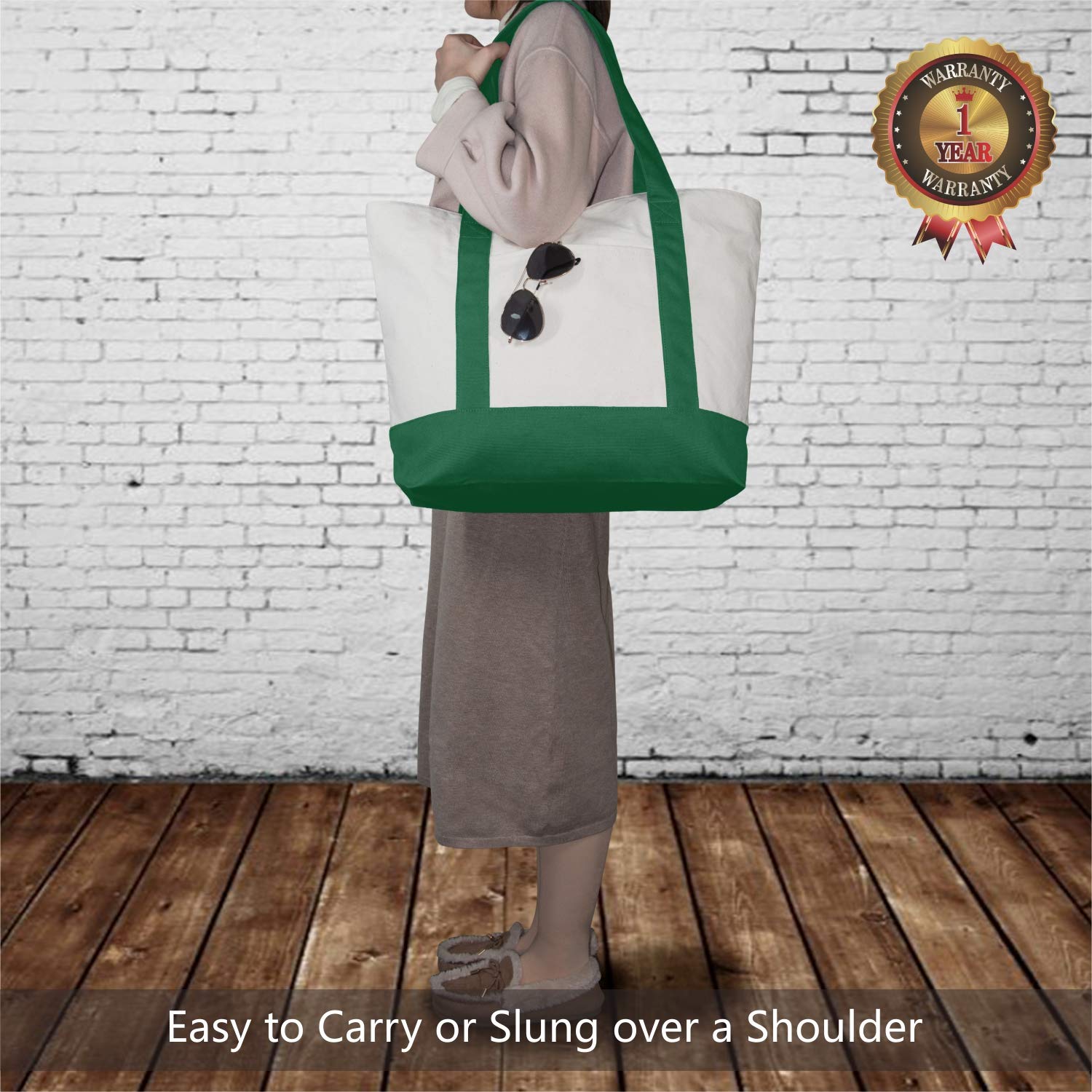 TOPDesign tote with top zipper closure keeps belongings secure during travel.