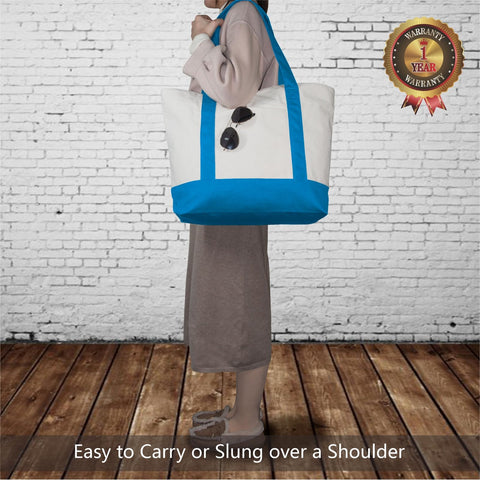 TopDesign tote bag showing the top zipper closure for security
