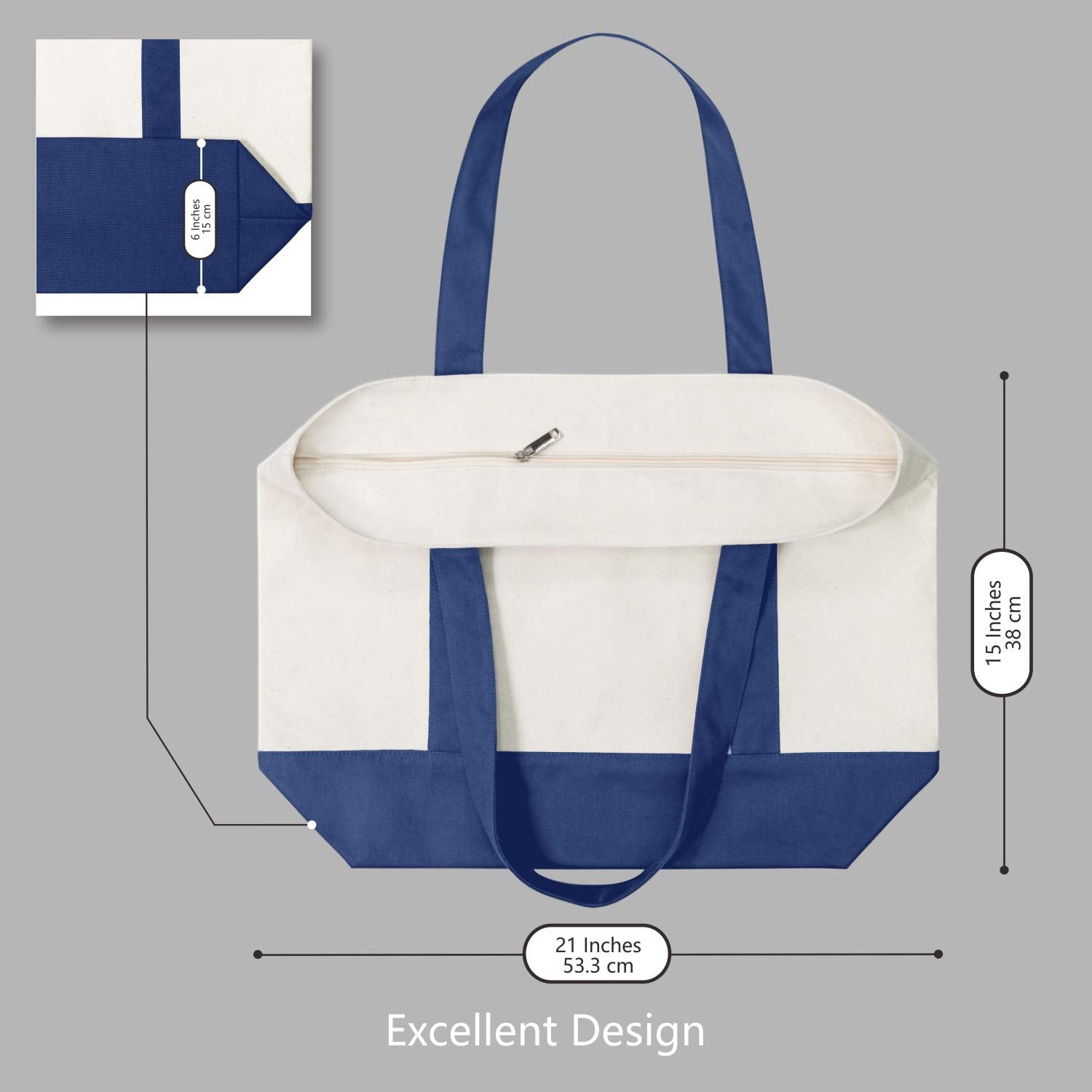 TopDesign tote bag offers large capacity for groceries and daily items.