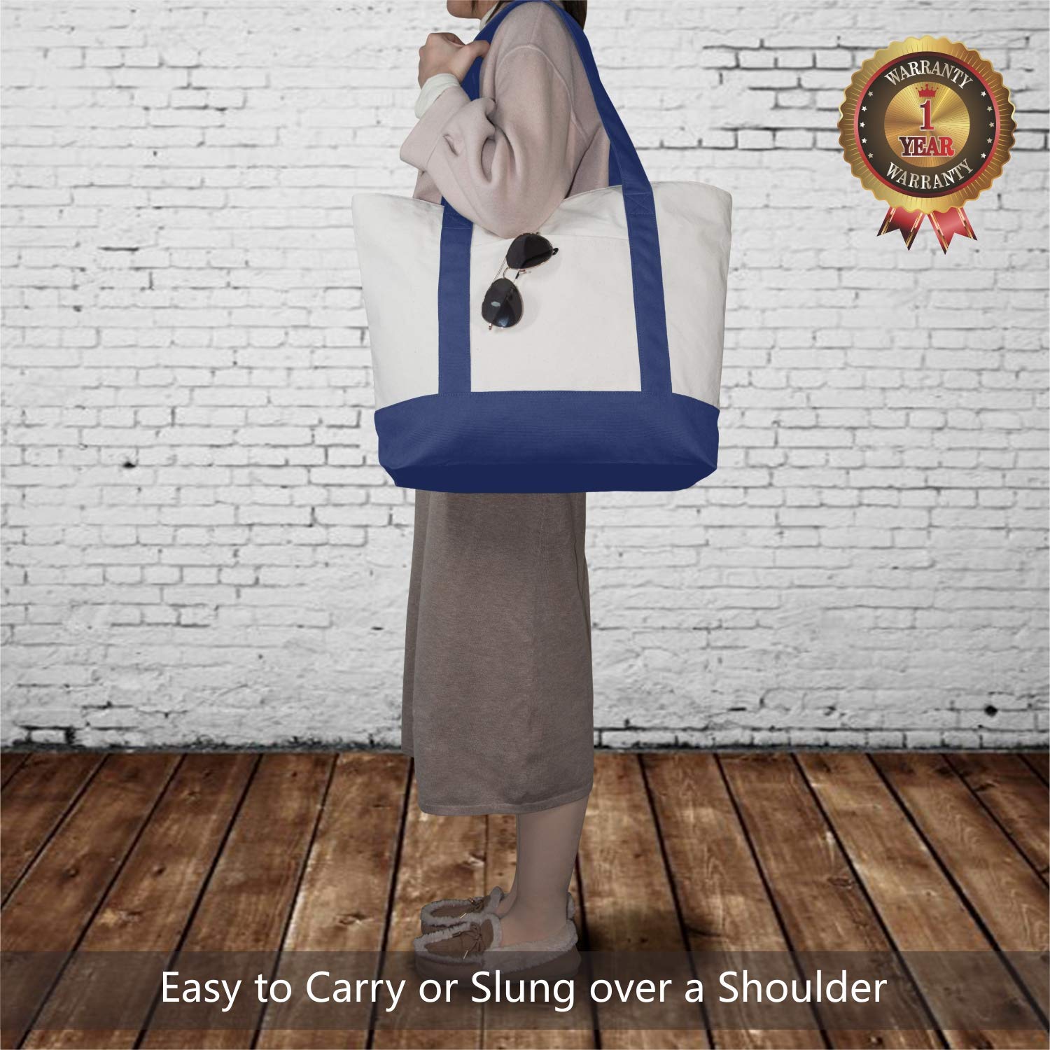 TopDesign tote bag with top zipper closure keeps valuables secure.