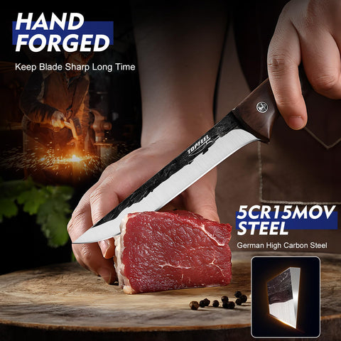 Topfeel skinning butcher knife offers precise skin and fat removal.