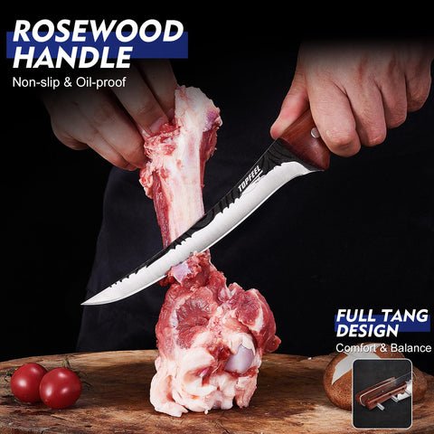 Topfeel boning knife 7.5in blade detail for clean deboning.