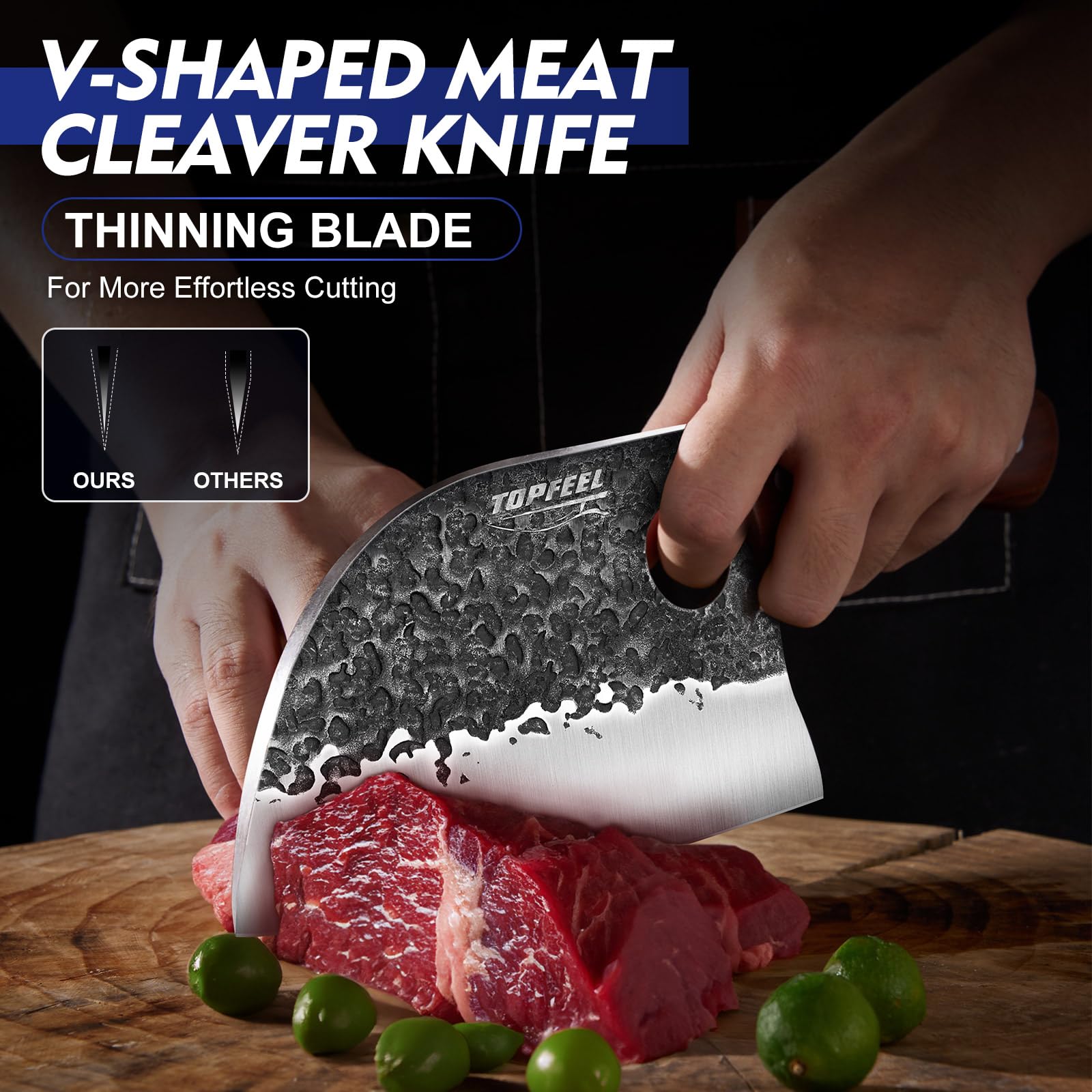 Topfeel butcher meat cleaver 7-inch for efficient chopping and meat prep.