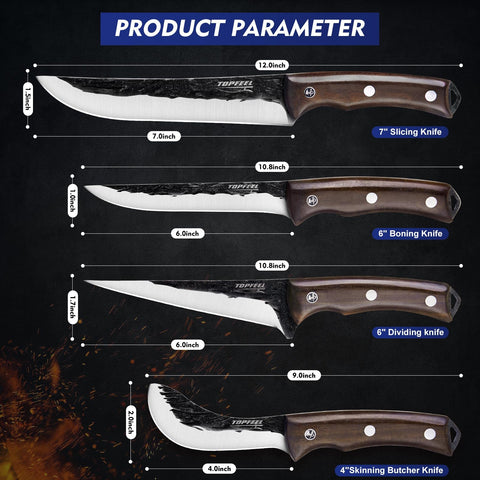 Topfeel full tang red sandalwood handle provides confident control.