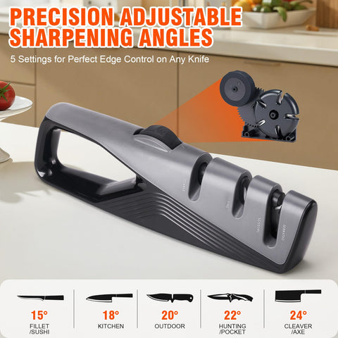 Topfeel sharpener fine ceramic slot smooths and polishes blade edges.