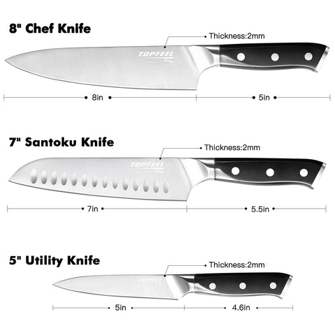 Topfeel German high-carbon steel blade with lasting edge.