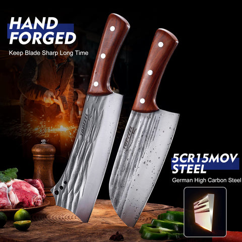Topfeel rosewood ergonomic handle reduces fatigue during chopping.