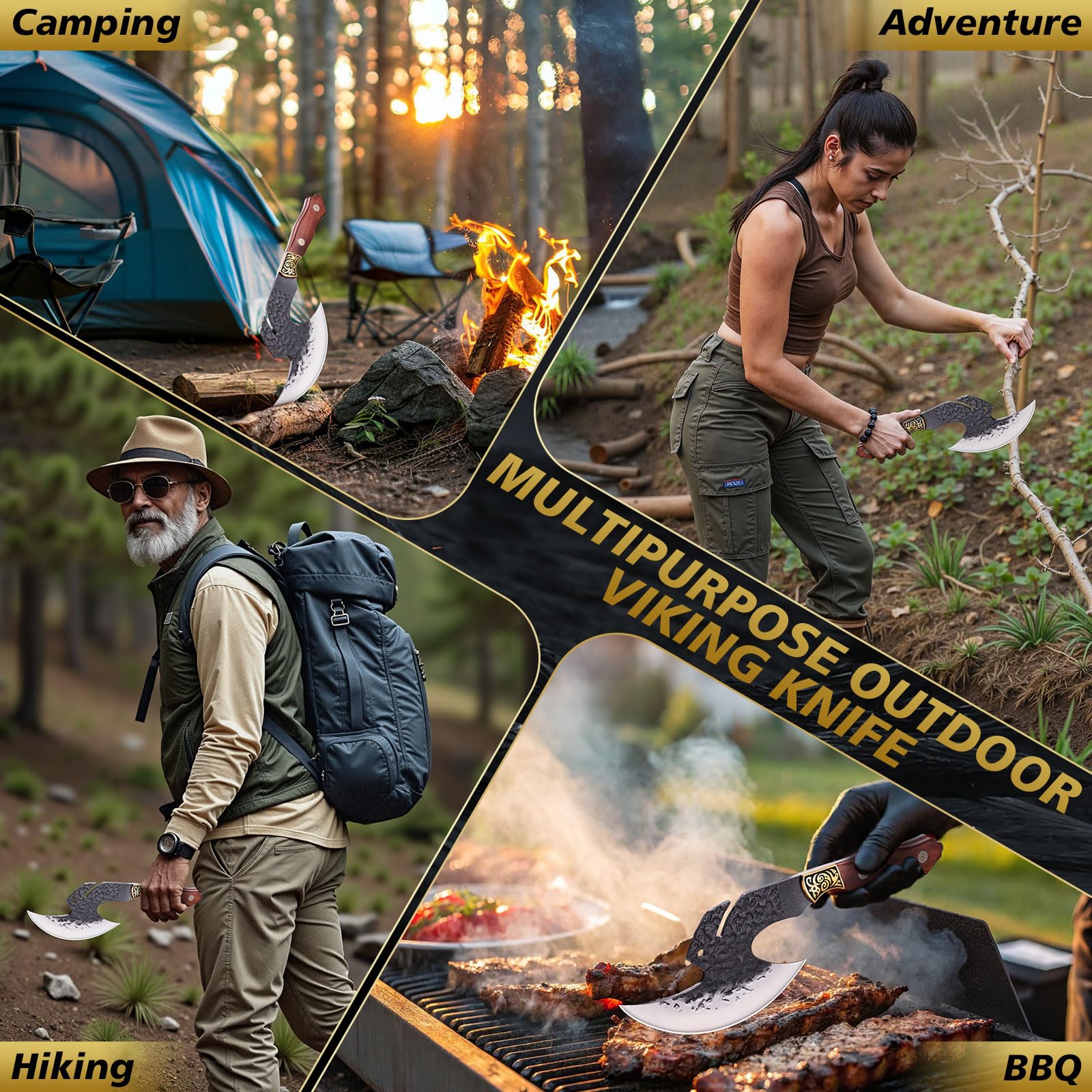 Topfeel Viking Knife belt-attachment option for easy outdoor carrying.