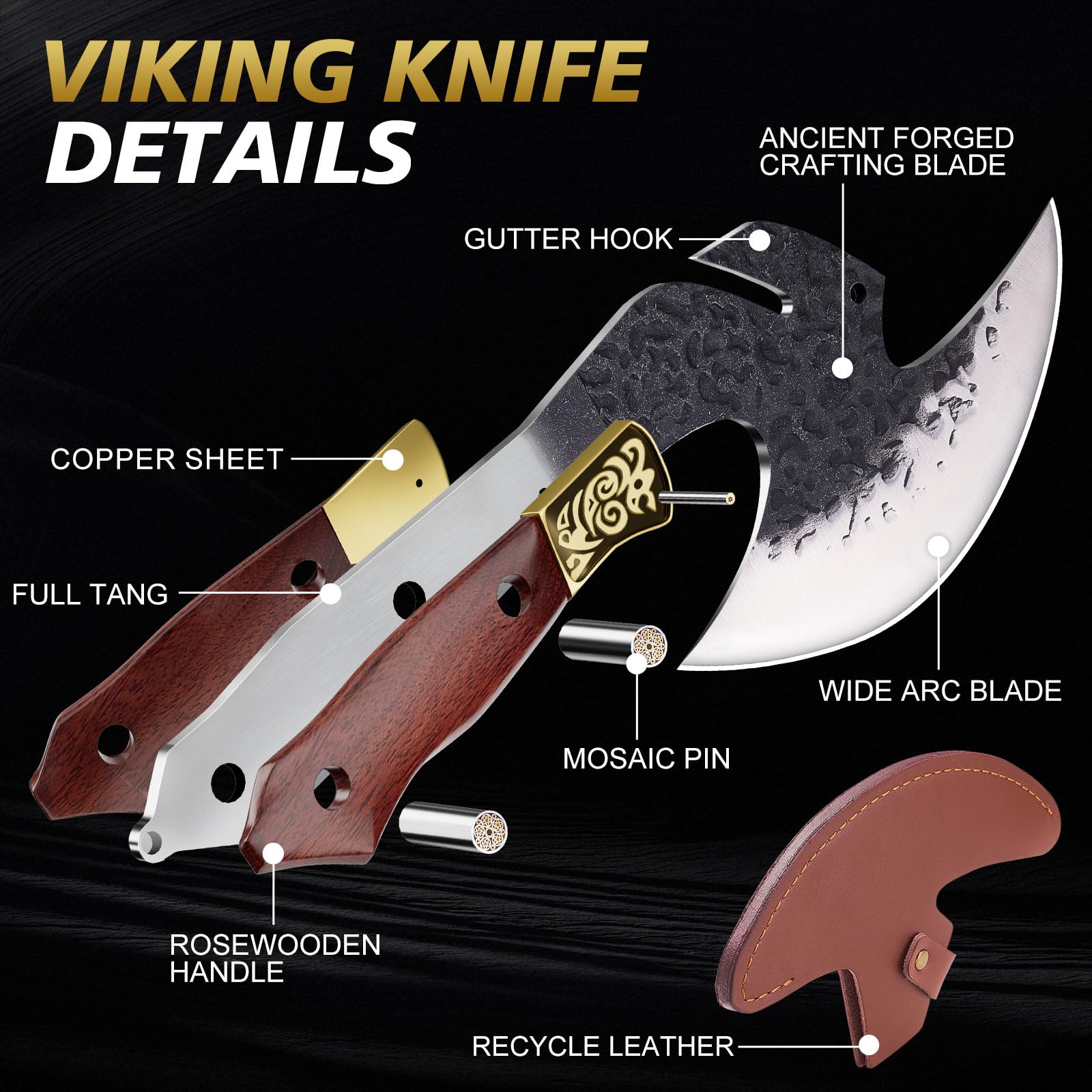 Topfeel Viking Knife ultra-sharp edge enables clean, effortless cuts.