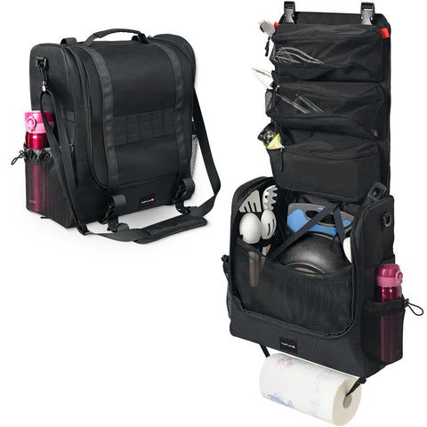 TOPJUM camp kitchen organizer bag demonstrates a compact design for easy campsite meal prep.