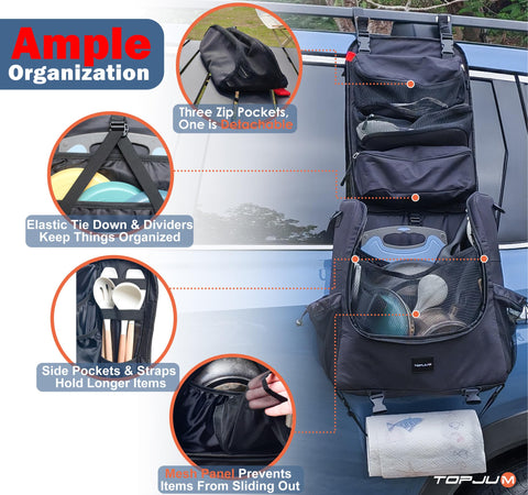 TOPJUM main-compartment-dividers keep pots, pans, and utensils neatly organized at camp.