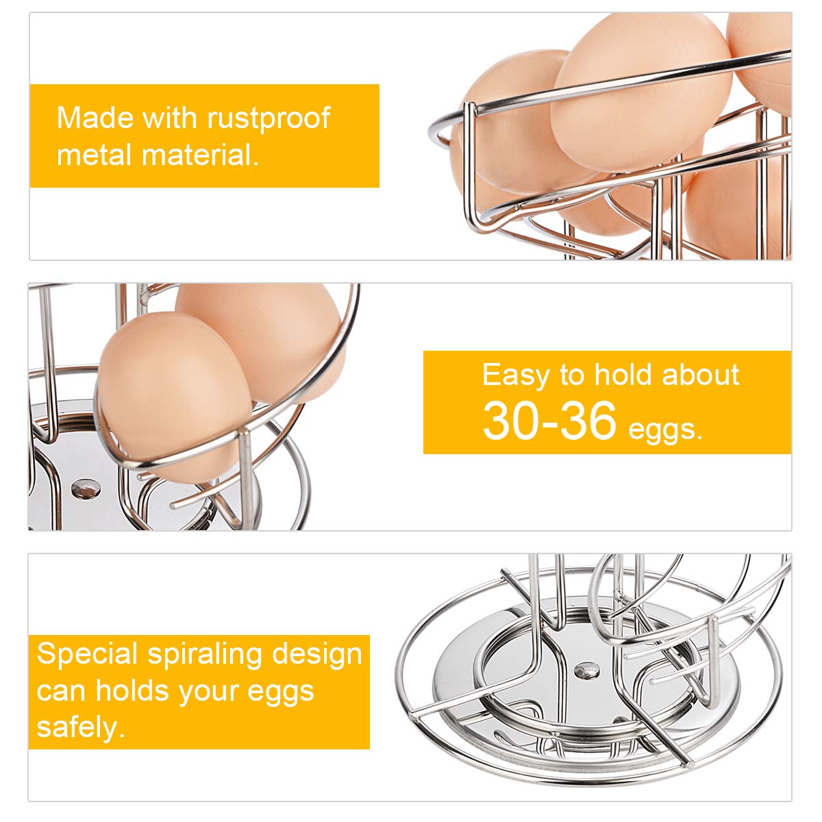 Toplife compact spiral design keeps eggs visible while saving counter space.