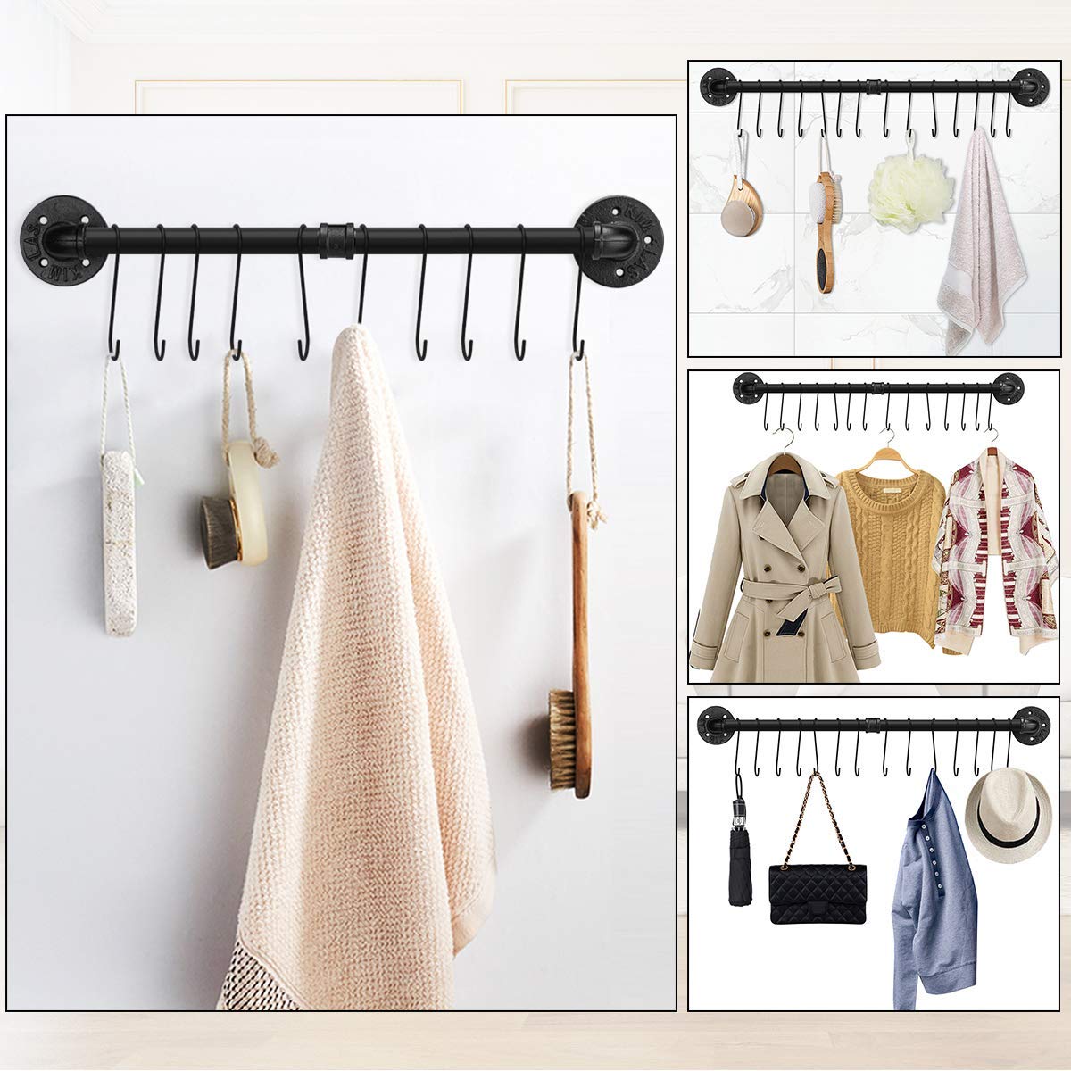 Toplife heavy-duty iron kitchen rack supports up to 30 lb and a clutter-free workspace.