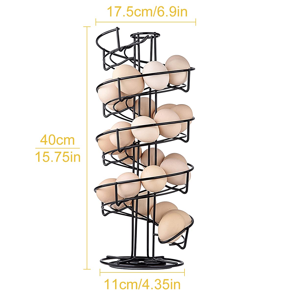 Toplife metal egg skelter in black finish for sturdy storage.