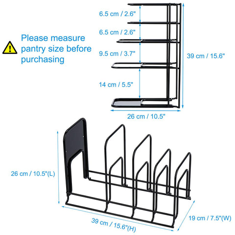 Toplife 5-Tier Pan Rack Design keeps pots neatly organized and accessible.