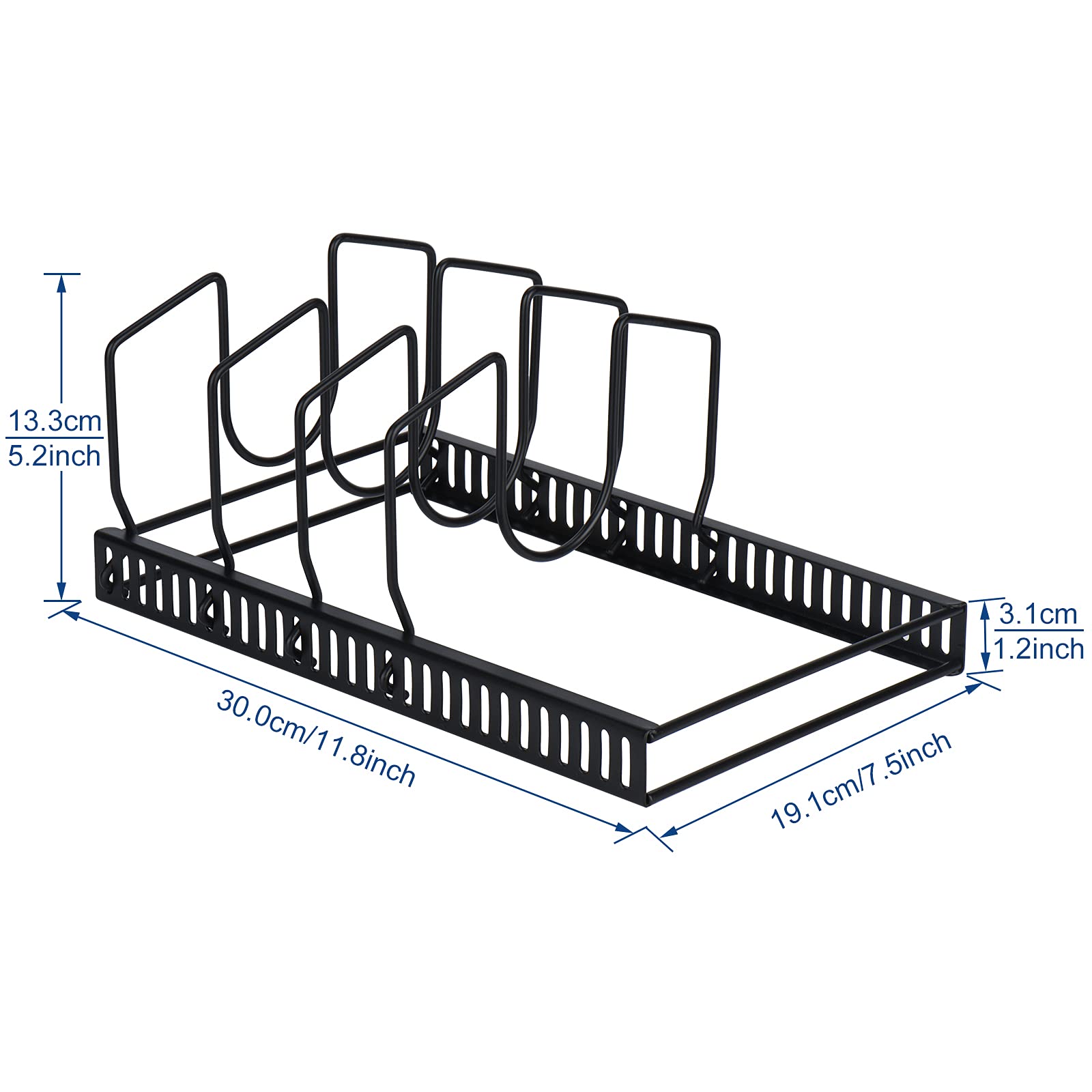 Toplife pot lids organizer rack adjustable dividers streamline cabinet organization and storage.
