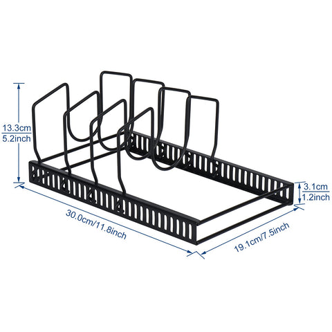 Toplife pot lids organizer rack adjustable dividers streamline cabinet organization and storage.