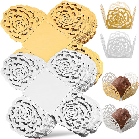 TOPPERFUN gold truffle wrapper liner for elegant desserts