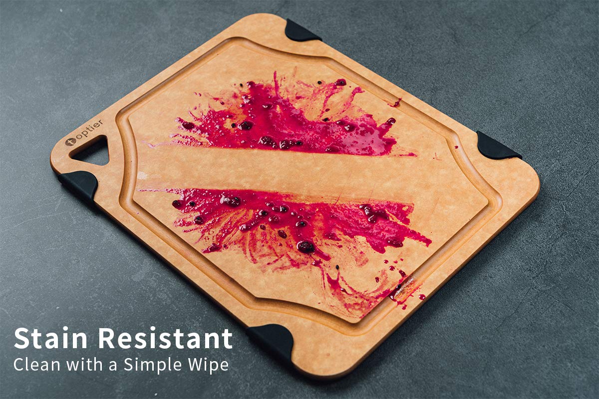 TopTier cutting board features non slip silicone corners for stable prep