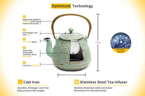 TOPTIER enamel interior preserves tea taste and simplifies cleaning.