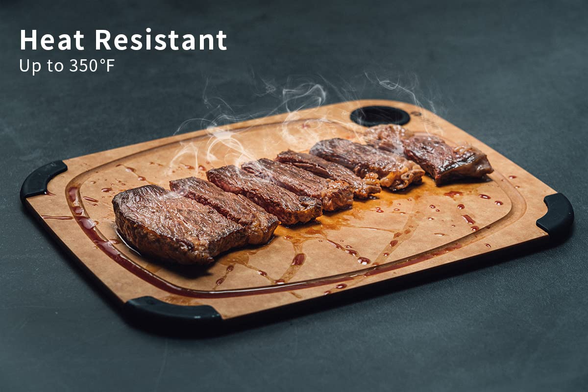 Toptier cutting board is dishwasher-safe for quick cleanup.