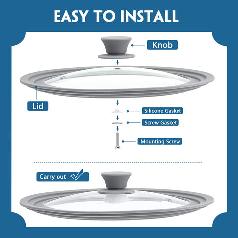 TOPULORS universal lid works with pots, pans, and skillets