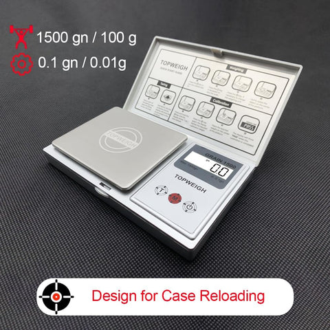 TOPWEIGH 0.1 gn resolution enables precise powder weighing.