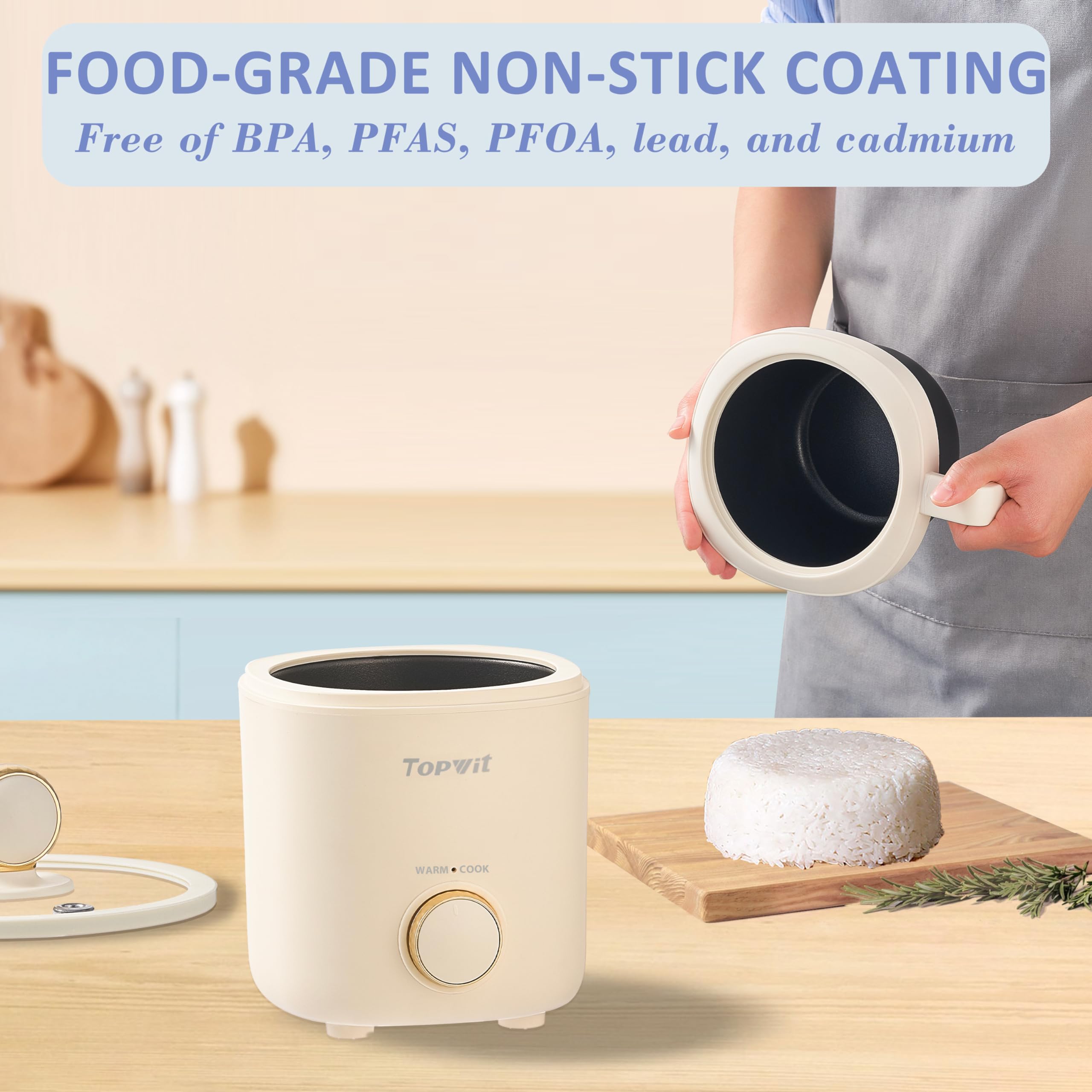 TopWit rice cooker small showing keep-warm function after cooking