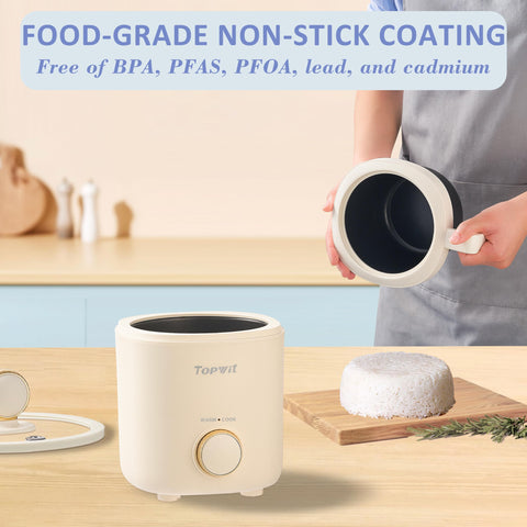 TopWit rice cooker small showing keep-warm function after cooking