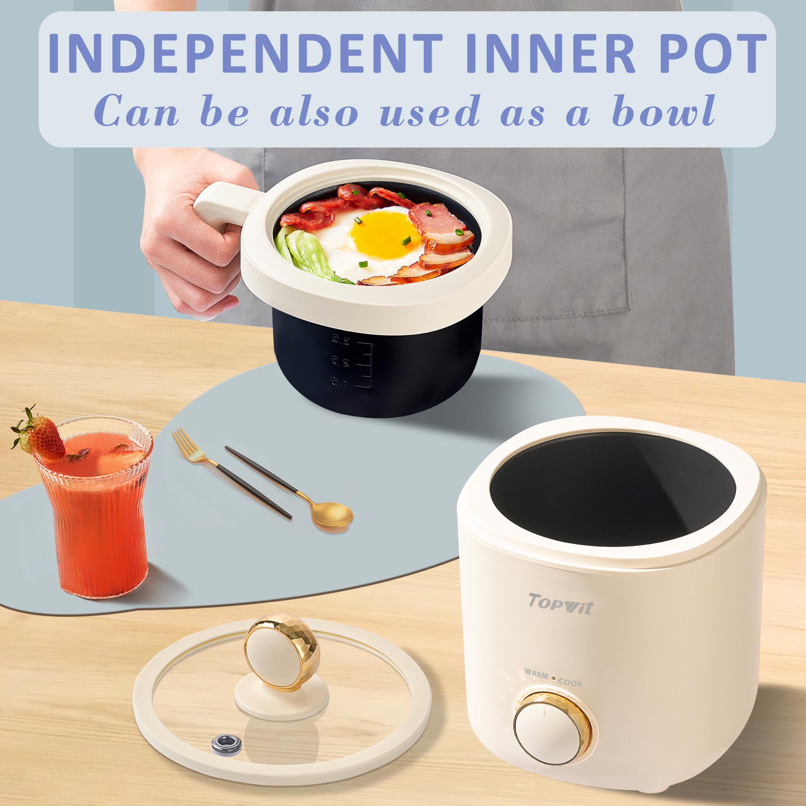 TopWit rice cooker small with one-touch control for quick meals