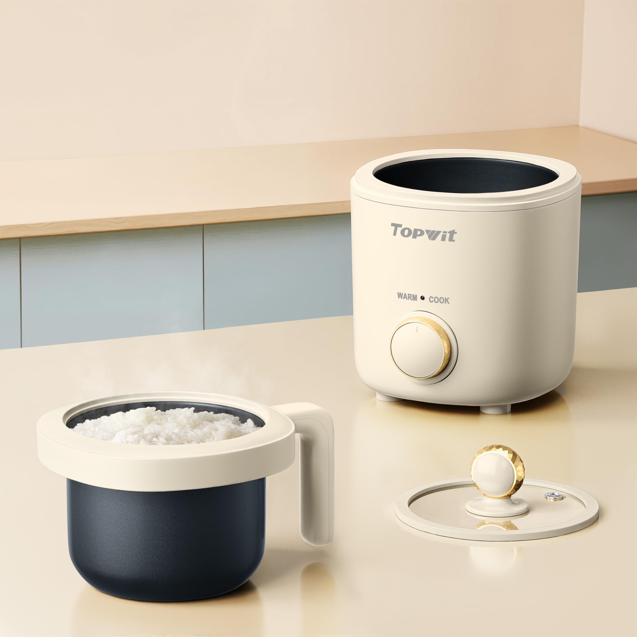 TopWit small rice cooker with removable inner pot for easy serving and cleaning
