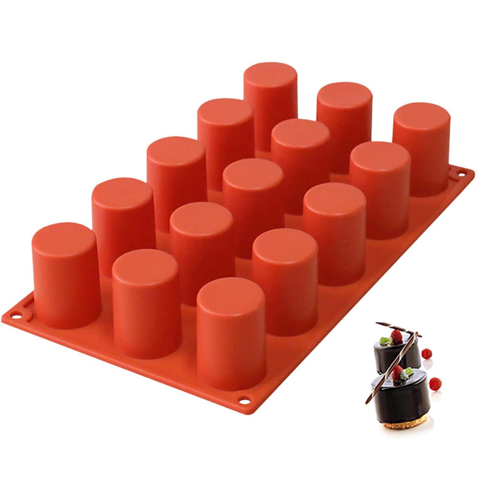 TOPYS 15-cavities cylindrical silicone mold for perfect fondant shapes and mousse desserts.