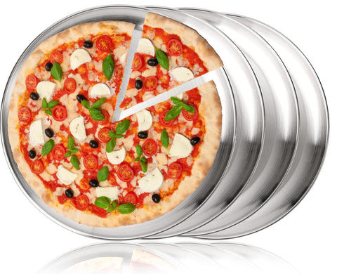 TOPZEA 4-pack stainless steel pizza pan in 13-1/2 inches, ideal for homemade pizzas.