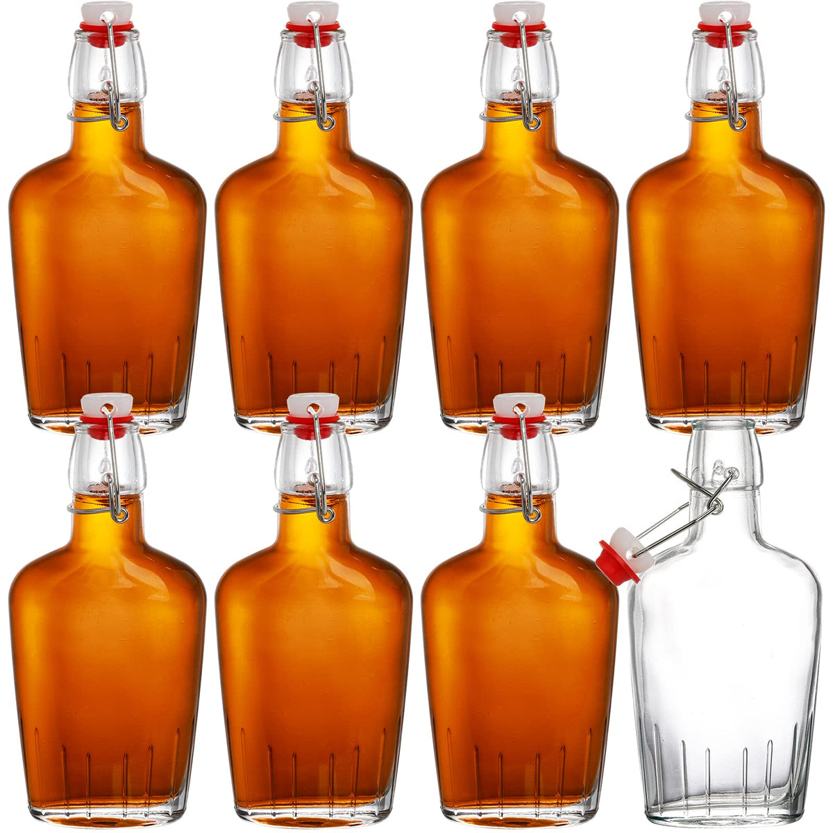 TOPZEA 8-5oz swing-top glass flask front view for easy pouring and sharing.