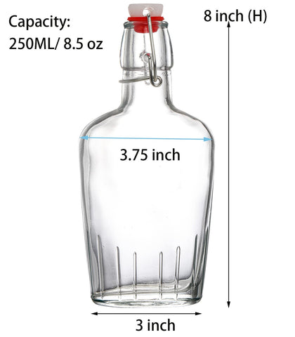 TOPZEA 8-5oz swing-top glass flask pour view with airtight cap for secure storage.