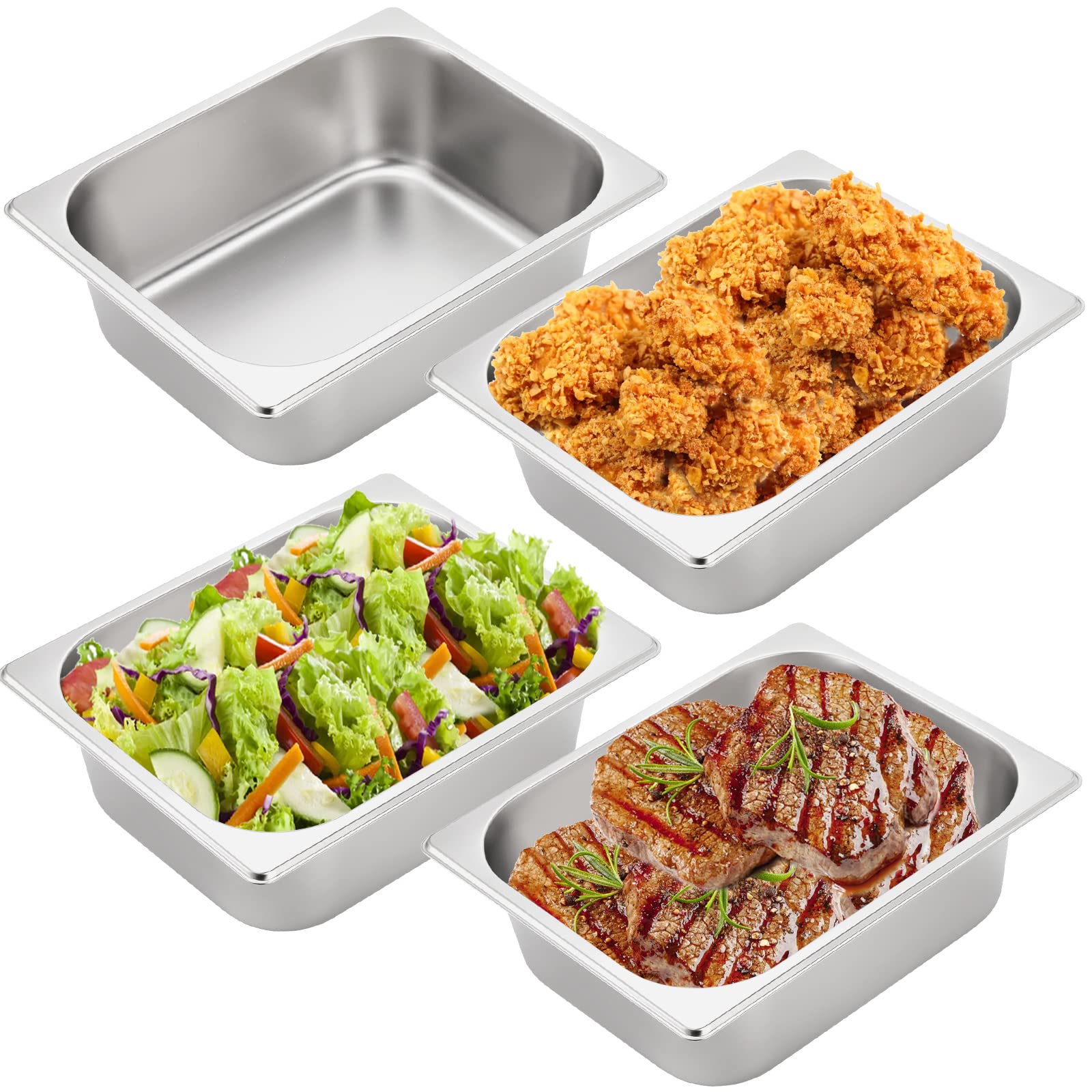 TopZea half-size steam table pan 4in deep for versatile buffet and prep use