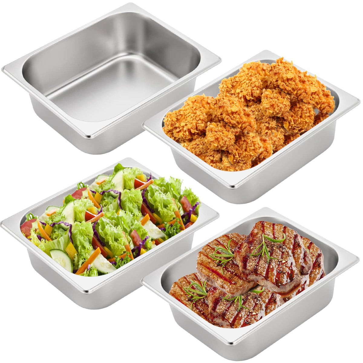 TopZea half-size steam table pan 4in deep for versatile buffet and prep use