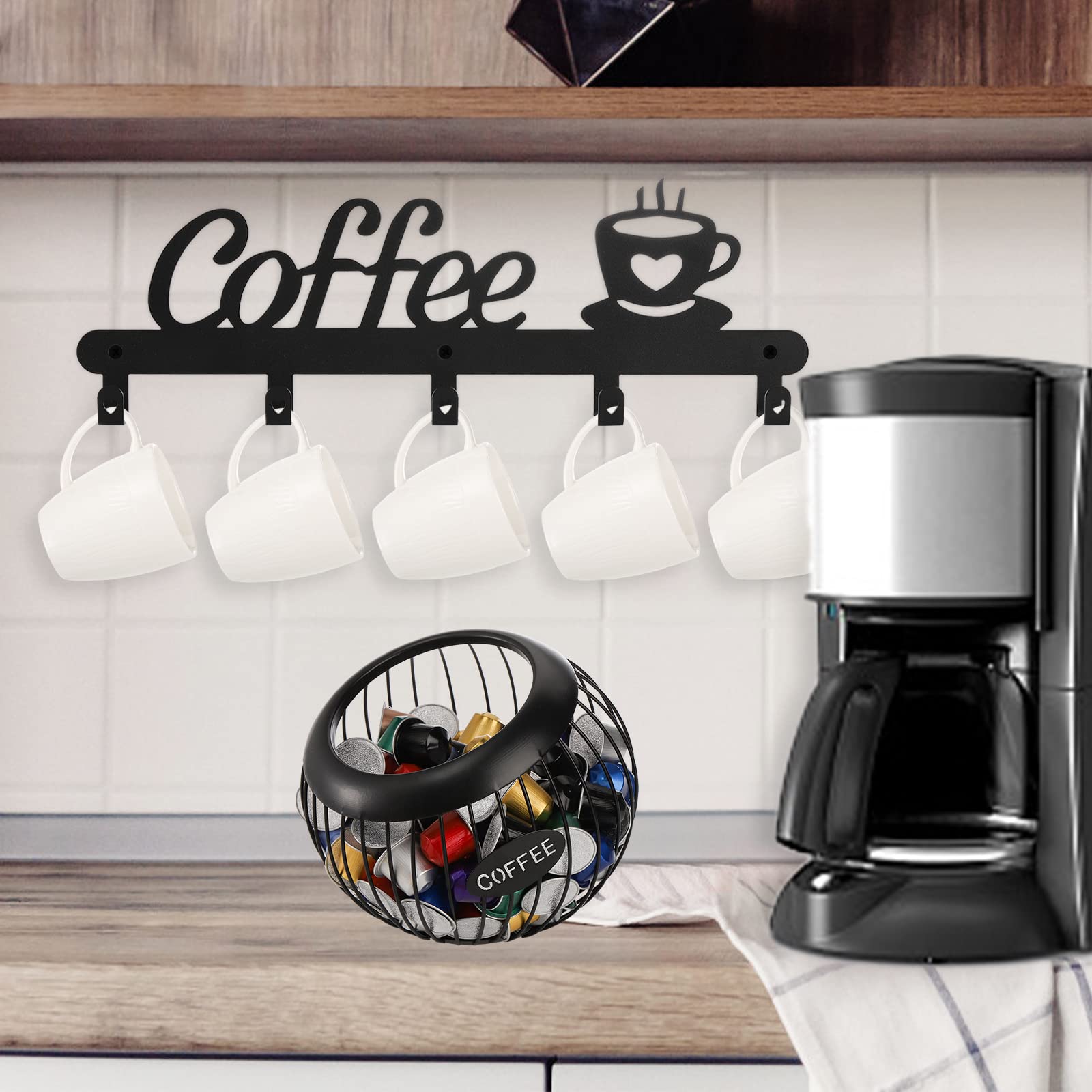 TOPZEA near-coffee machine station keeps pods and small items neatly stored.