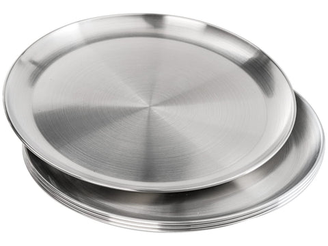 TOPZEA polished round pizza pan with smooth surface for even heating.