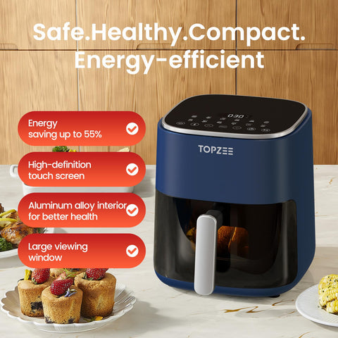 Topzee Air Fryer non-stick BPA-free removable parts for easy cleaning
