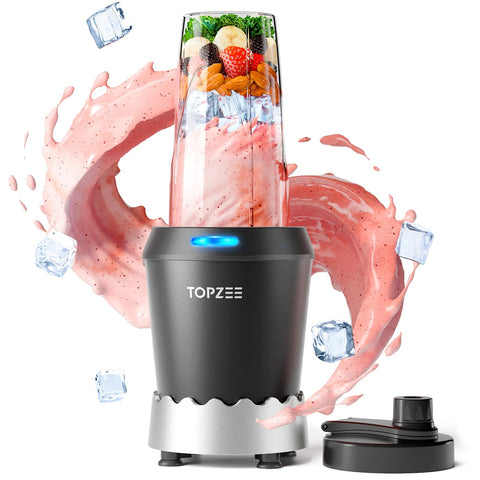 TOPZEE personal blender motor delivers powerful smoothies with ice crushing.